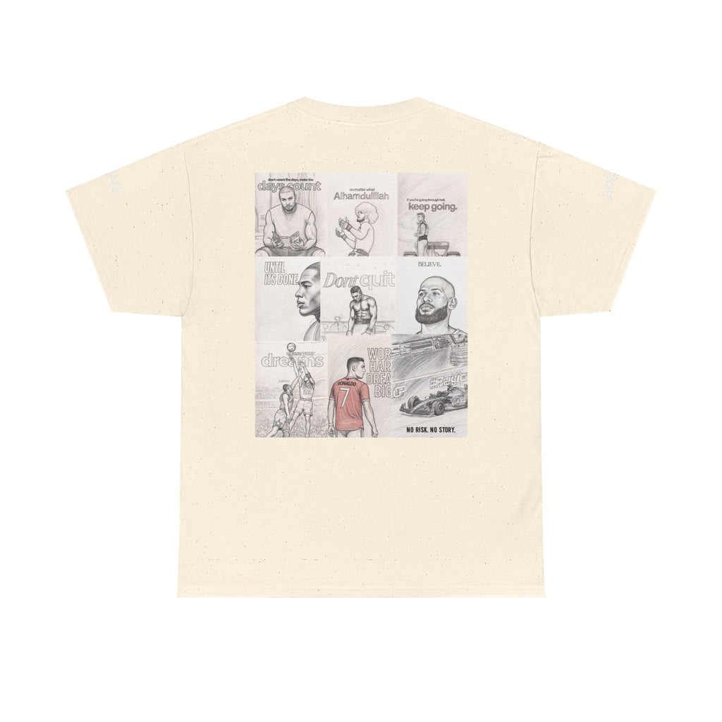 Comic Panel Graphic Tee — Motivational Illustrated Back Print