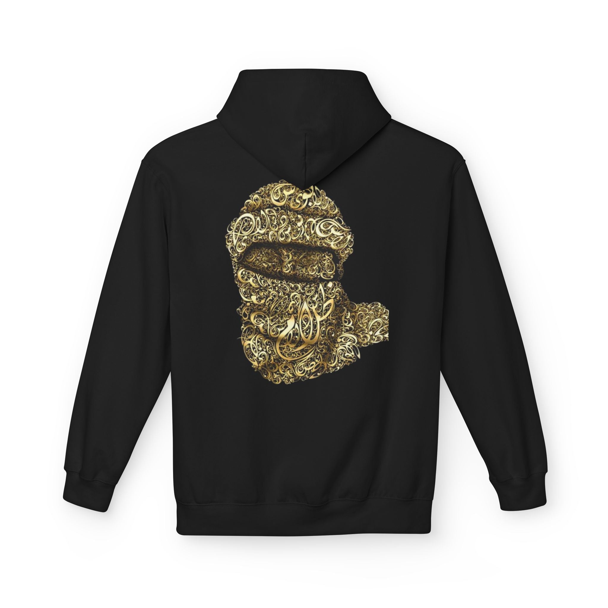 Hoodie — Gold Calligraphy Balaclava Graphic