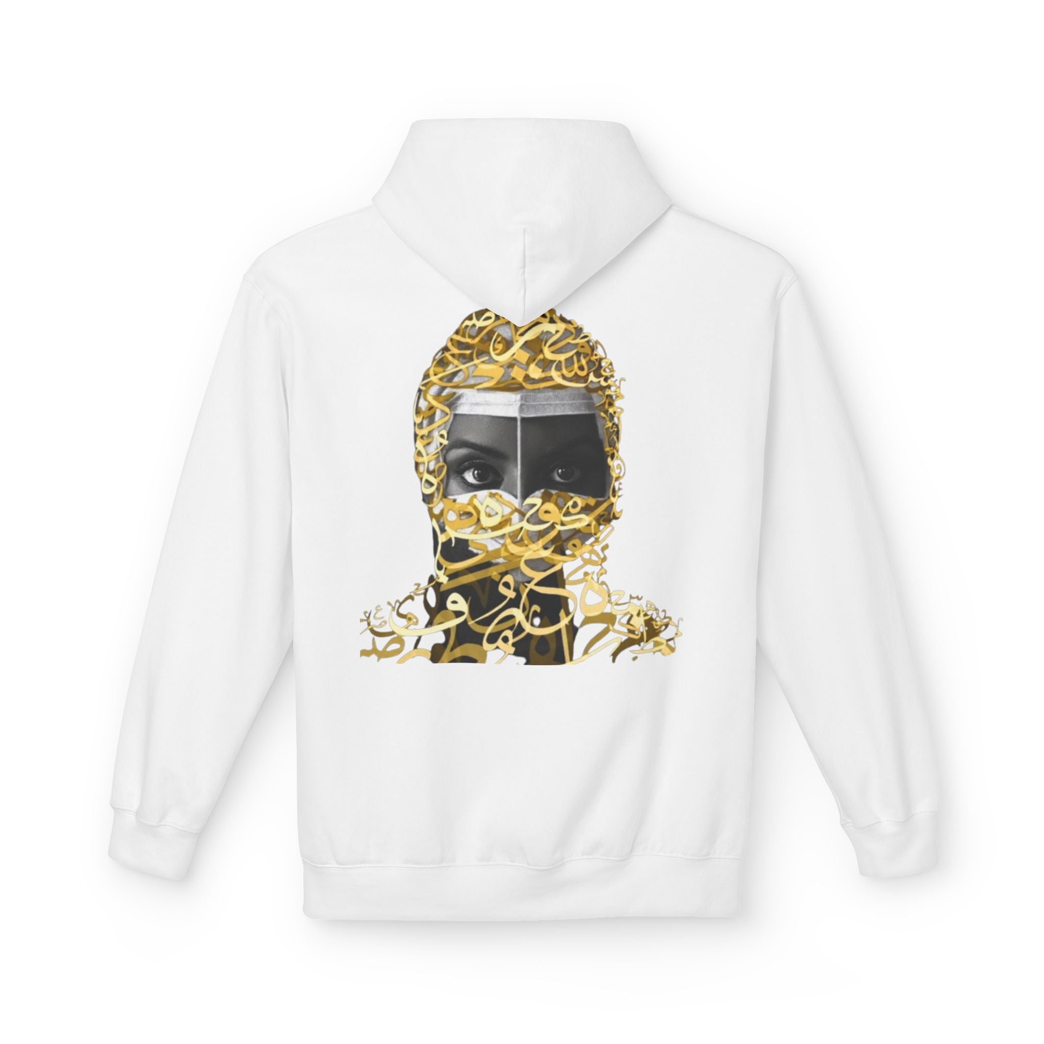 Hoodie — Gold Arabic Calligraphy Face Art Pullover