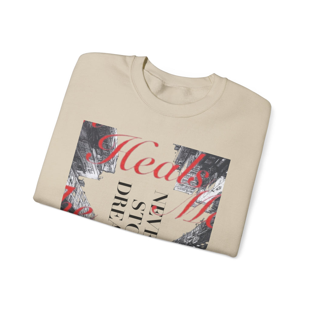 Vintage Collage Crewneck Sweatshirt — 'Hearts Con' Graphic