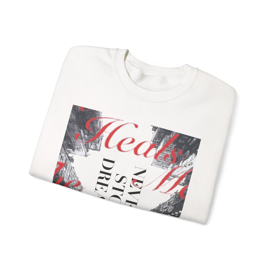 Vintage Collage Crewneck Sweatshirt — 'Hearts Con' Graphic