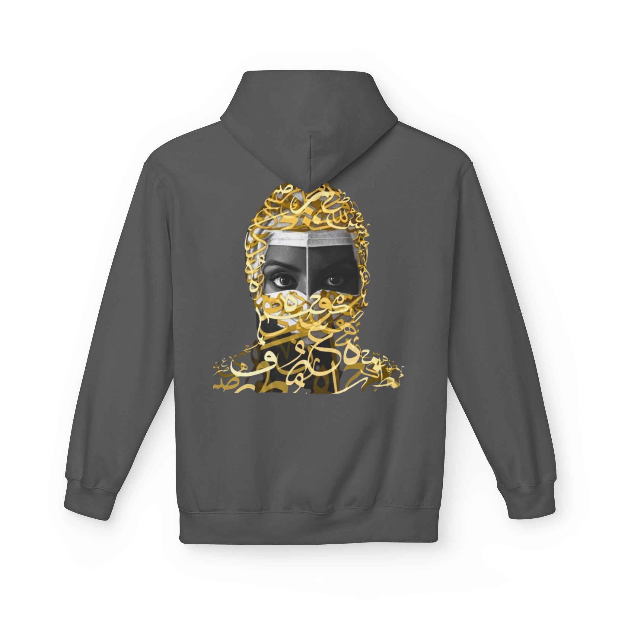 Hoodie — Gold Arabic Calligraphy Face Art Pullover