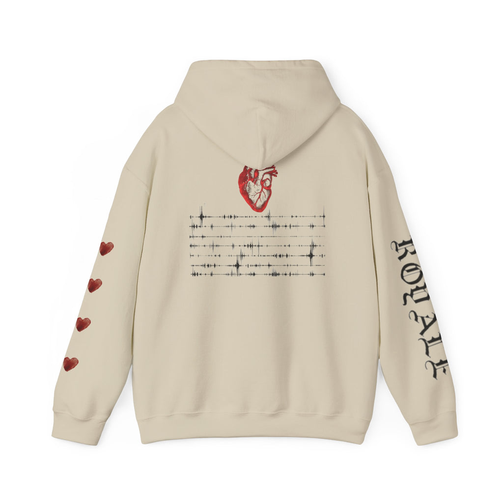 Heartbeat Graphic Hoodie — Anatomical Heart, Morse Wave Design, 'ROGUE' Sleeve & Heart Accents