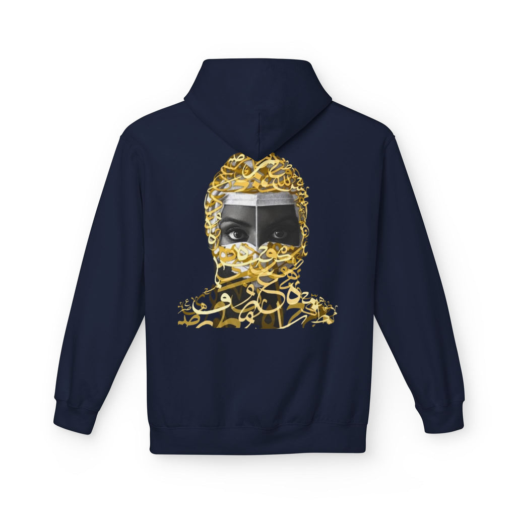 Hoodie — Gold Arabic Calligraphy Face Art Pullover