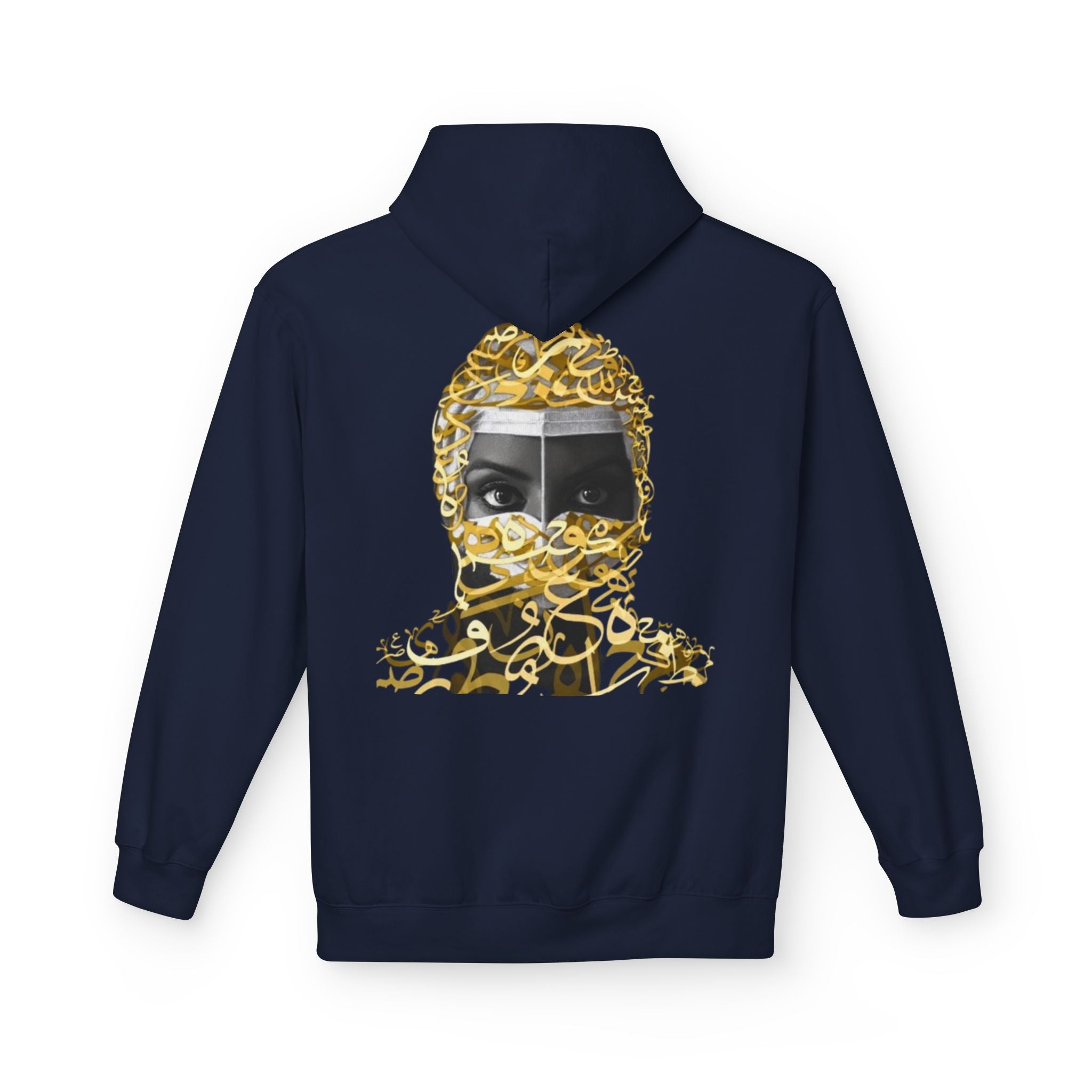 Hoodie — Gold Arabic Calligraphy Face Art Pullover