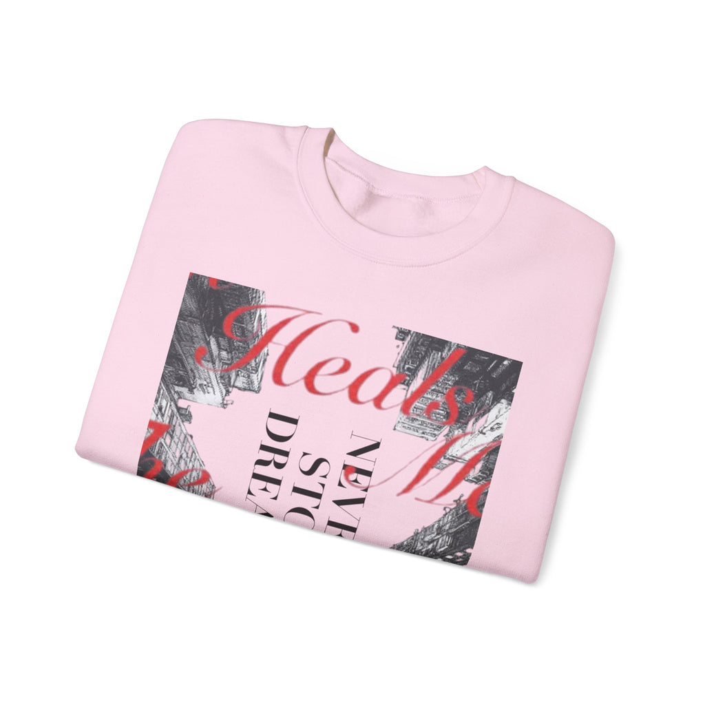 Vintage Collage Crewneck Sweatshirt — 'Hearts Con' Graphic