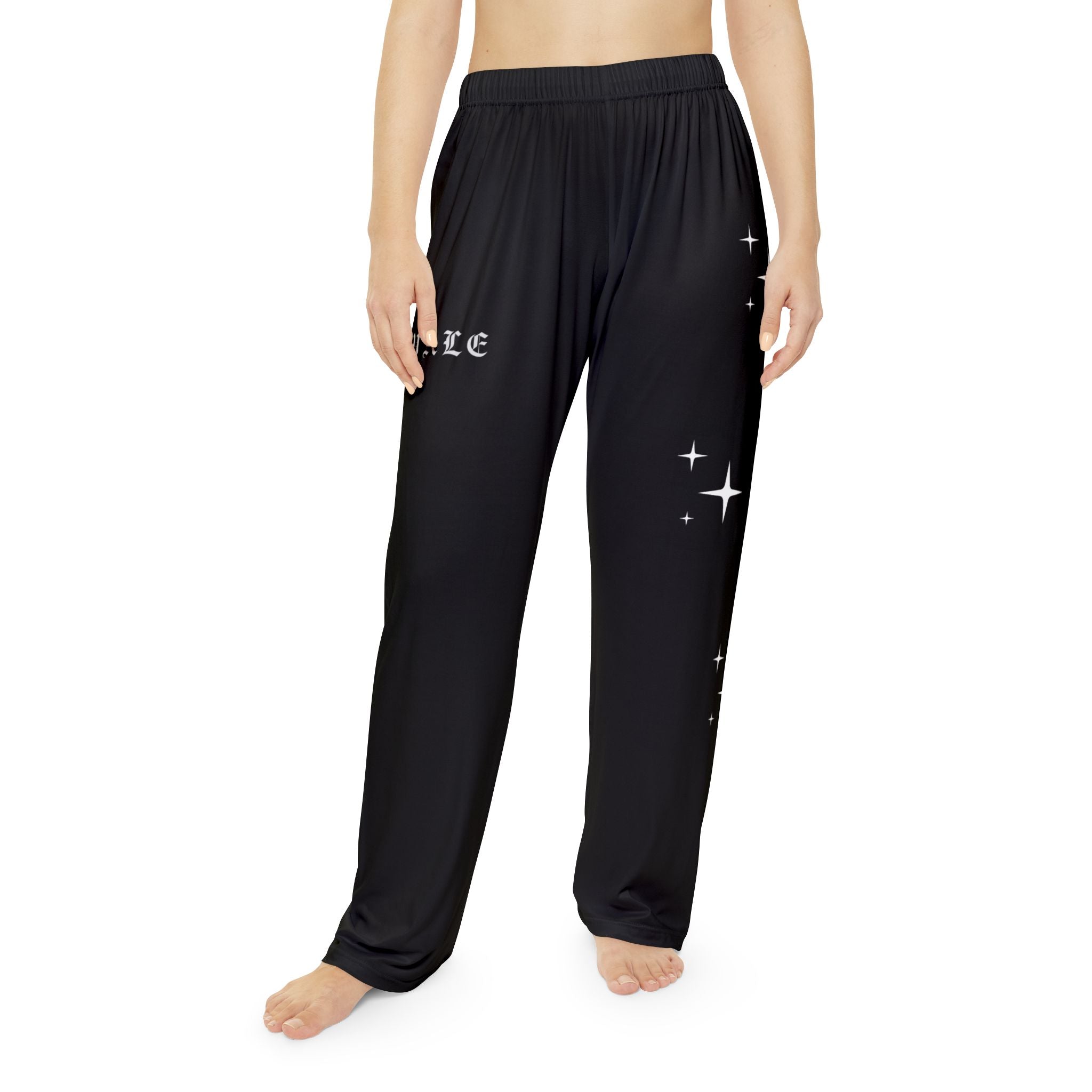 Black Starry Pajama Pants — Women's Cozy Lounge Sleepwear
