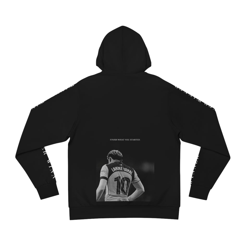 Black AOP Hoodie — Vintage Soccer Photo "Lamine Yamal 10" Streetwear