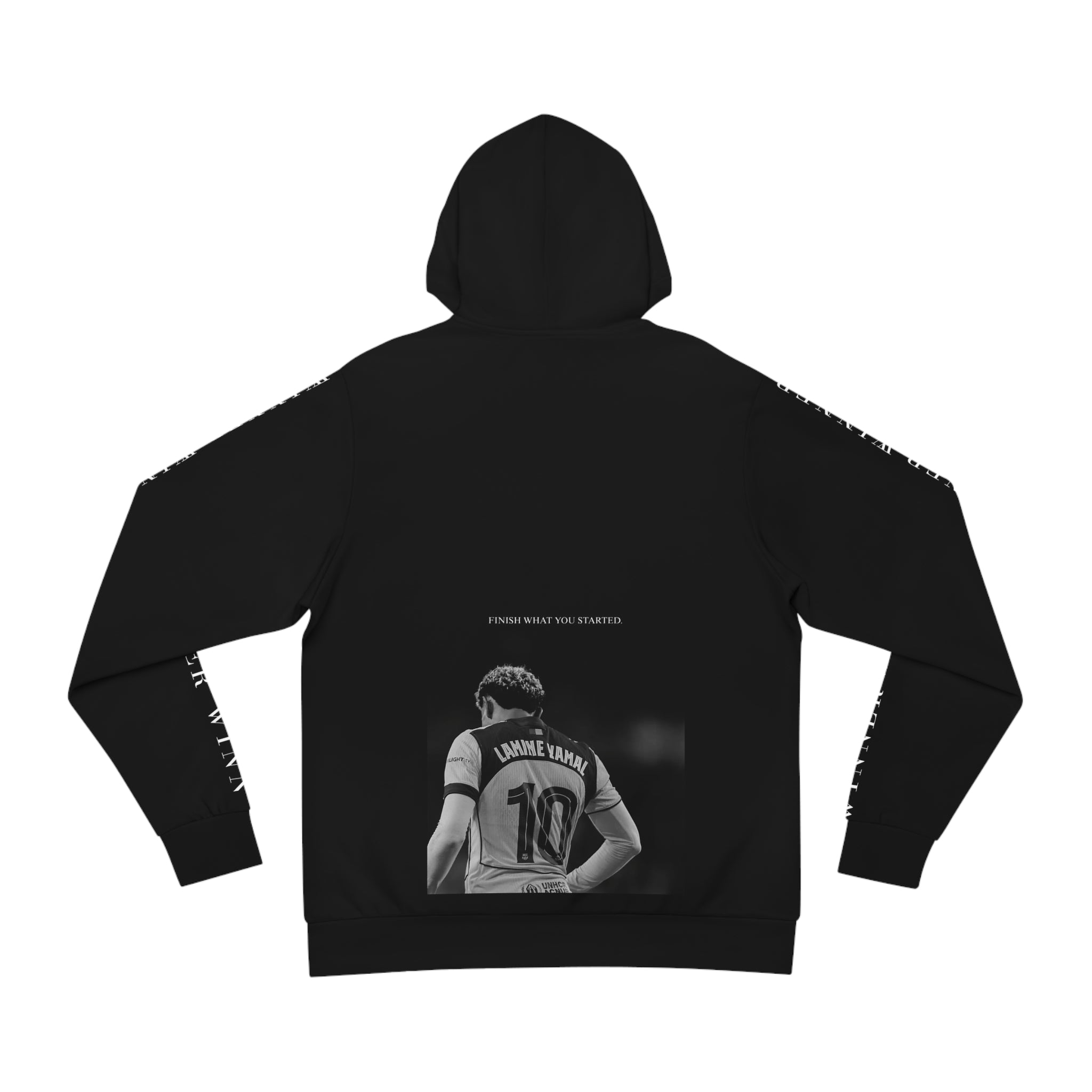 Black AOP Hoodie — Vintage Soccer Photo "Lamine Yamal 10" Streetwear