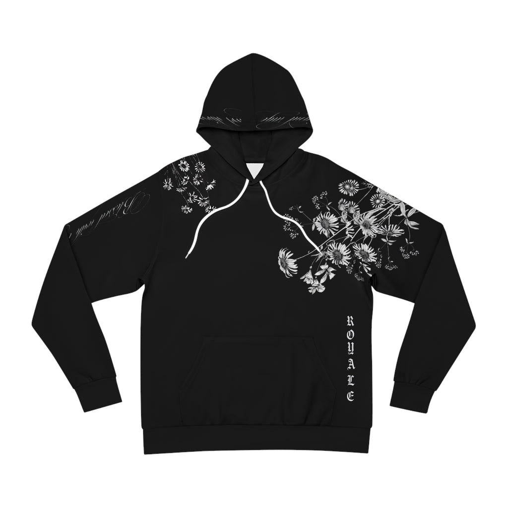 Floral Script Hoodie — 'Forever Blessed' Black AOP Fashion Hoodie