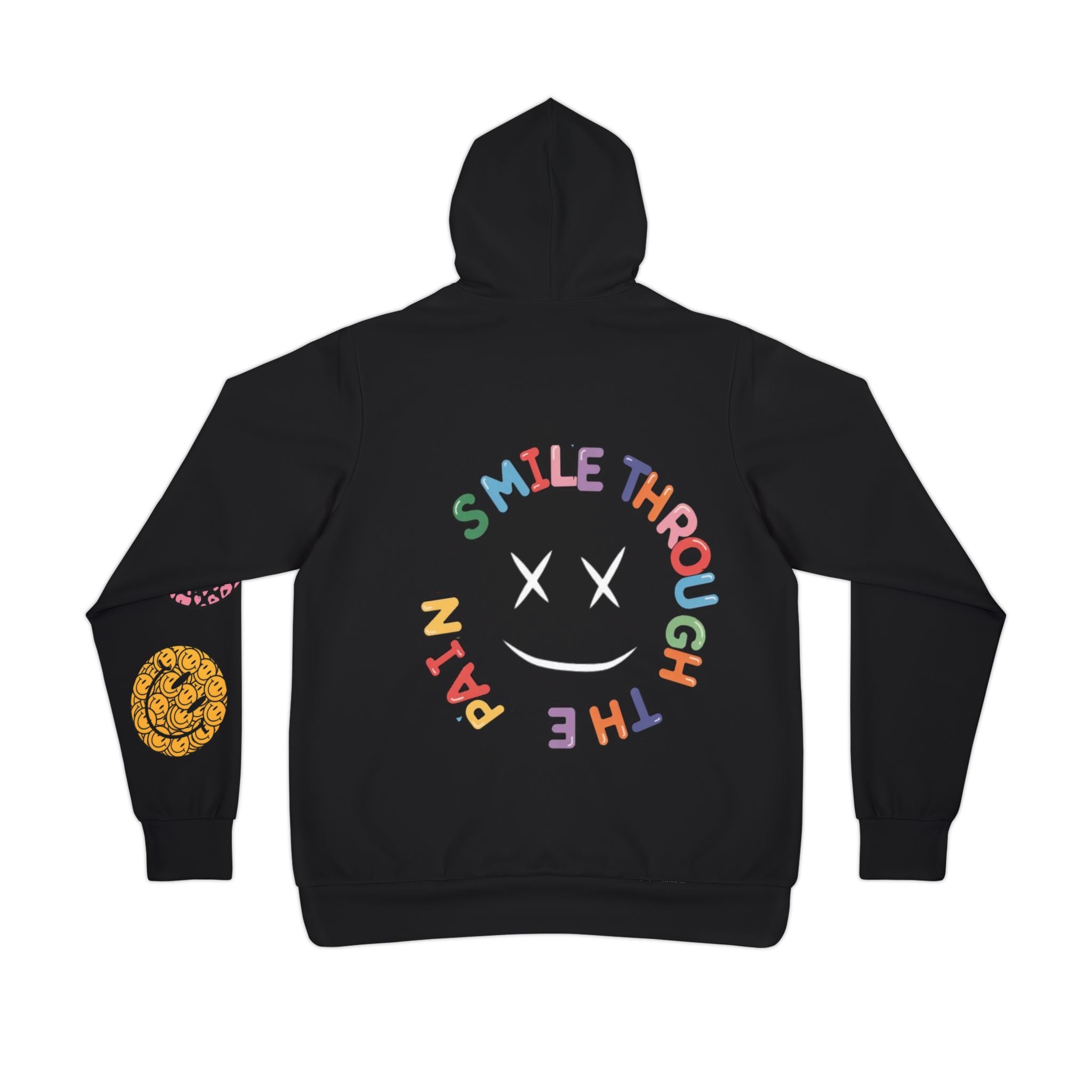 Smile Through the Pain Athletic Hoodie — Colorful Smiley Face All-Over Print