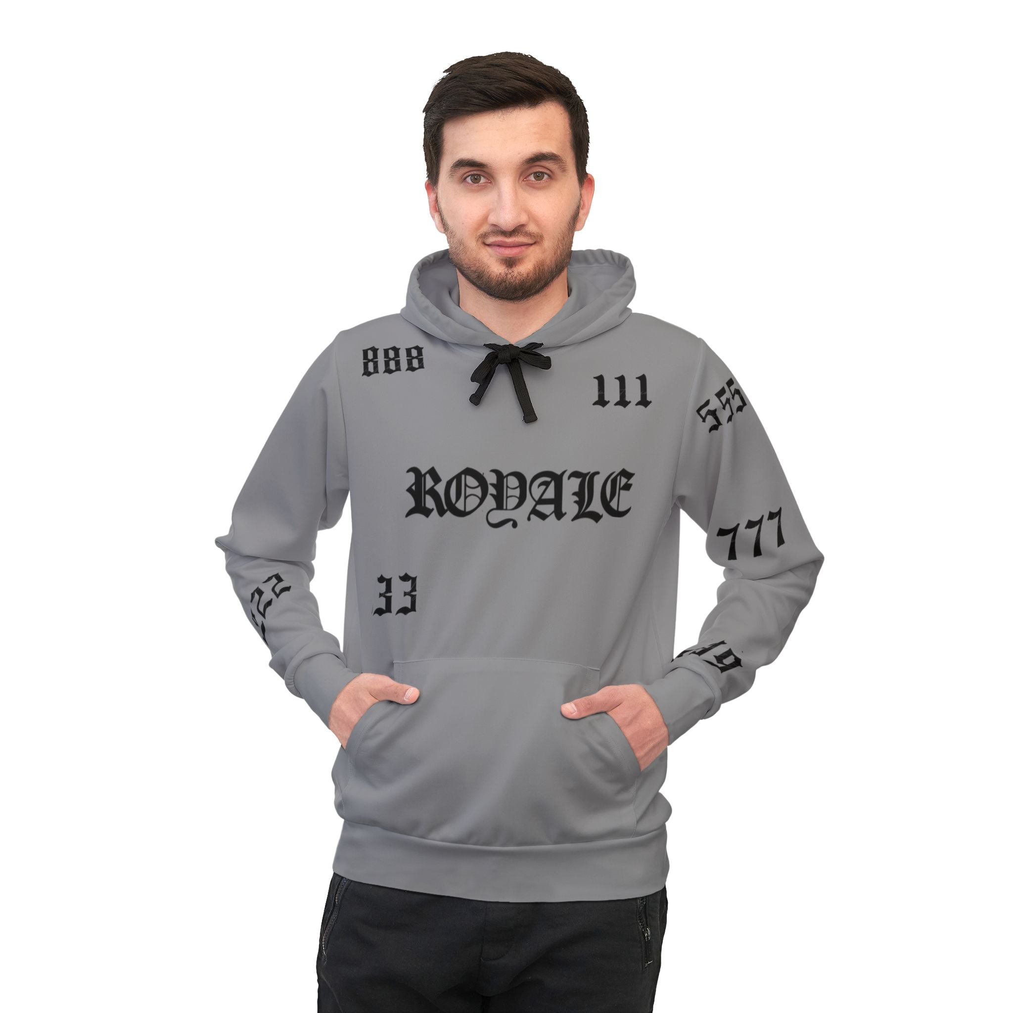 Angelic Numbers Athletic Hoodie — Gothic Script All-Over Print