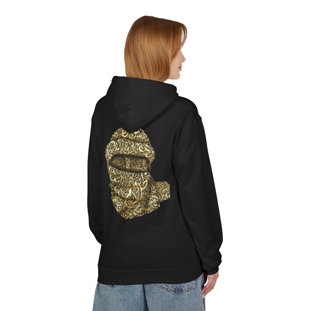 Hoodie — Gold Calligraphy Balaclava Graphic