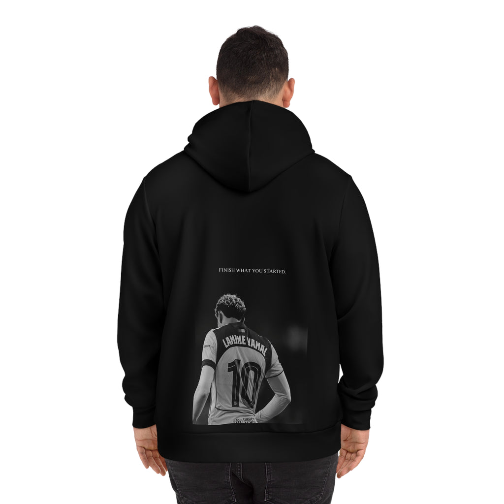 Black AOP Hoodie — Vintage Soccer Photo "Lamine Yamal 10" Streetwear