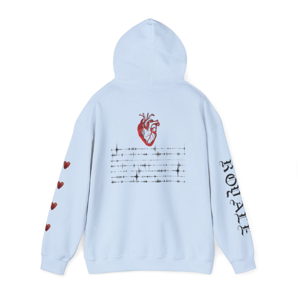 Heartbeat Graphic Hoodie — Anatomical Heart, Morse Wave Design, 'ROGUE' Sleeve & Heart Accents