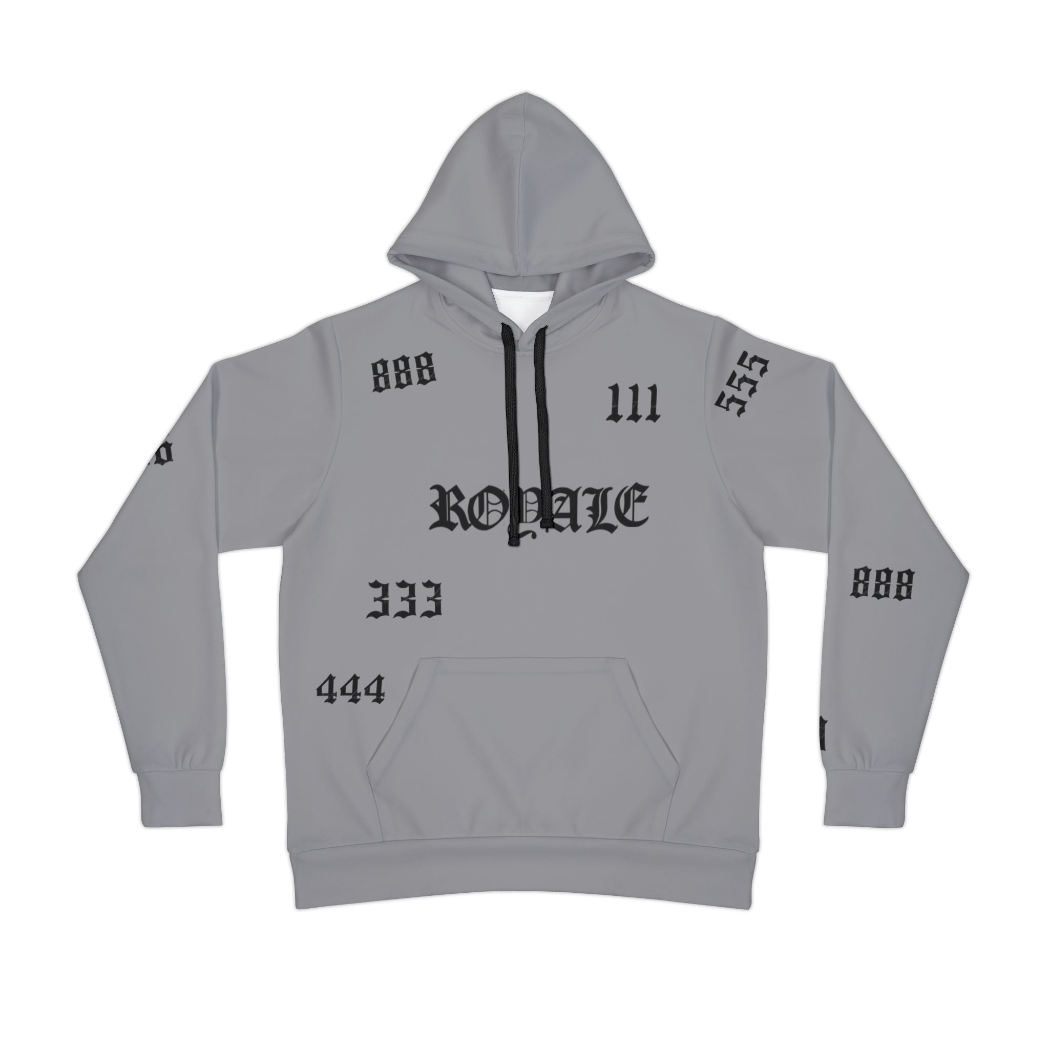 Angelic Numbers Athletic Hoodie — Gothic Script All-Over Print