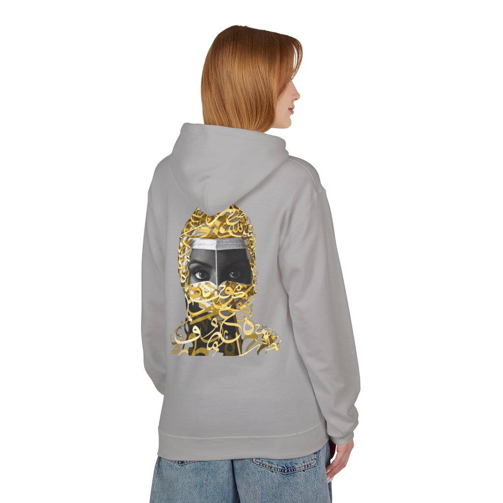 Hoodie — Gold Arabic Calligraphy Face Art Pullover